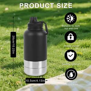 3 in 1 Outdoor Portable <b>Dog</b> Water Bottle 32Oz with 2 <b>Bowls</b> Feeder Stainless Steel Insulated <b>Travel</b> with Carrier Bag - Product Image 2