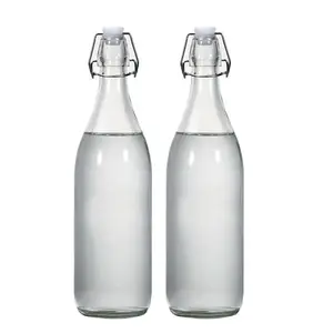 1 litre cam şişe Flip Top Cap 32OZ içecek 1000ml Kombucha için mutfakta kullanılan salıncak stoper ile