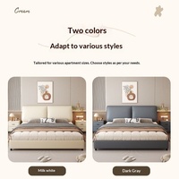 Lit rembourré en similicuir moderne avec tête de lit oreilles d'éléphant, cadre plateforme souple, mobilier de chambre King Queen