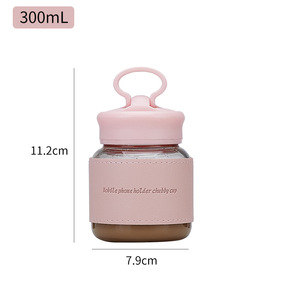 Taşınabilir Saplı Mini Cam Su Şişesi, Şişman Bardak ve Telefon Standı ile Sevimli İçecek Kabı Promosyon Fırsatı - Product Image 5