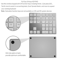 Clavier numérique ABS Bluetooth, clavier numérique avec raccourcis multiples, 34 touches, clavier numérique sans fil portable et fin pour ordinateur portable