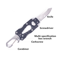 EDC — Mini couteau pliable en acier inoxydable, couteau de poche multifonctions avec porte-clés, pour le sport de plein air, pour Camping avec ouvre-bouteille