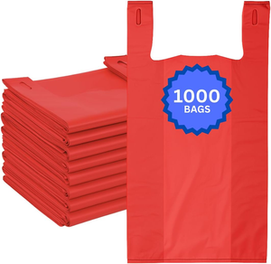 Sacs en plastique biodégradable noir de haute qualité avec poignées T-shirt pour courses, supermarché, épicerie, usage intensif, sacs de remerciement - Product Image 4