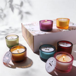 LANJO - Juego de 7 Recipientes de Vidrio en Colores Arcoíris, Velas Aromáticas Perfumadas, Caja de Regalo para el Día de San Valentín - Product Image 1