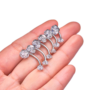 Venta al por mayor G23 Titanio 14G Ombligo Anillos Claro Cuatro Puntas CZ Vientre Ombligo Anillo Estilo Básico Mujeres Cuerpo Piercing Joyería - Product Image 5