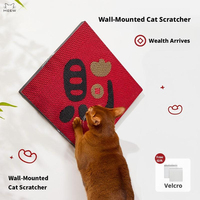 Griffoir mural pour chat avec motif Fu chinois, rouge du Nouvel An chinois, en carton ondulé avec Velcro pour chats d'intérieur
