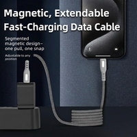 Câble de données USB 3.0 en nylon tressé Type-C vers Type-C 100W 3A à charge rapide, câble de données magnétique en cuivre pour Android
