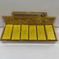 En gros, jouet Squishy en mousse PU doré, simulation de bloc d'or, en forme de beurre, à remontée lente, liste promotionnelle