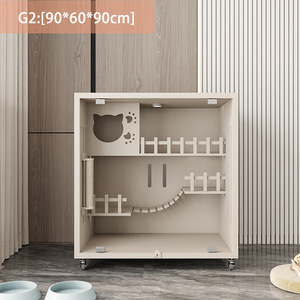 บ้านแมวไม้สองชั้น พร้อมที่ปีนป่าย สำหรับแมวขนาดเล็ก เหมาะสำหรับใช้ในอพาร์ทเมนต์ ระบายอากาศได้ดี ใช้ได้ทุกฤดู - Product Image 3