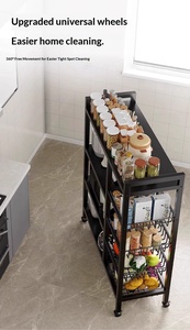 Panier de <span class=keywords><strong>rangement</strong></span> pour légumes de cuisine, étagère de <span class=keywords><strong>rangement</strong></span> multi-niveaux en métal sur pied, mobile, pour légumes et fruits - Product Image 3