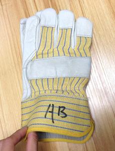 Construcción de alta calidad Builer soldador Rigger Worker amarillo rayas lona grano trasero cuero de vaca trabajo guantes de seguridad - Product Image 3