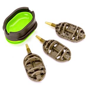 यूरोपीय जलाशय मछली पकड़ने जस्ता मिश्र धातु फीडर पिंजरे 3 में 1 सेट बाट डिस्पेंसर में कार्प और ताजे पानी की मछली पकड़ने के लिए - Product Image 1