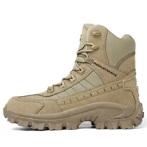 Sepatu boot keselamatan taktis panjat tebing hutan Anti selip kustom sepatu musim dingin dewasa untuk pria sepatu karet jaring tahan air CXXM