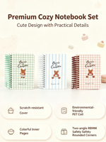 Cuaderno Portátil A7 Little Bear Chef, Encuadernación en Espiral de Hojas Sueltas, Regalo de Diseño Original, Cálido y Adorable, 100 Hojas Coloridas