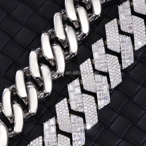 สร้อยคิวบาลิงค์ S925 ปรับแต่งได้ พร้อมใบรับรอง GRA แท้ เพชรโมอิสซาไนต์ทรงบาแกตต์ สร้อยคอสลักโลโก้ฟรี - Product Image 5