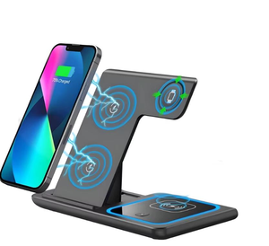 แท่นชาร์จไร้สายแบบเร็ว 3 in 1 หลายพอร์ต สำหรับ iPhone, <span class=keywords><strong>AirPods</strong></span>, หูฟัง และสมาร์ทวอทช์ - Product Image 2