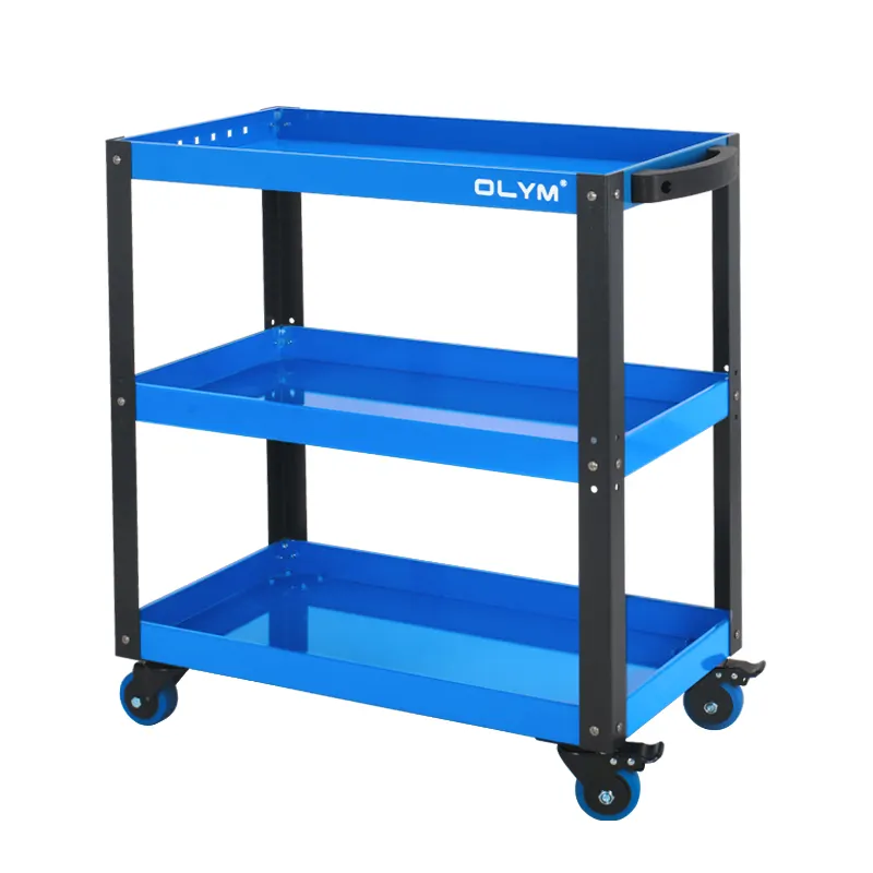 3 Shelves Steel Tool Cart Storage Service Trolley With Swivel Casters Heavy Duty Workshop Garage Organizer