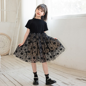 Vestito Estivo per Bambine Stile Principessa con Effetto Due Pezzi, Fiori in Tulle, Maniche Corte, Vendita all'Ingrosso - Product Image 2