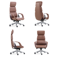 Chaise de bureau de direction moderne en cuir de luxe, base en alliage d'aluminium, design ergonomique rotatif, confortable et durable