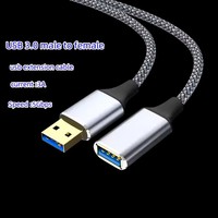 Grosir USB 3.0 Tipe A ekstensi pria ke wanita sinkronisasi Data kabel komputer USB 3.0 kabel ekstensi cangkang Aluminium dikepang nilon