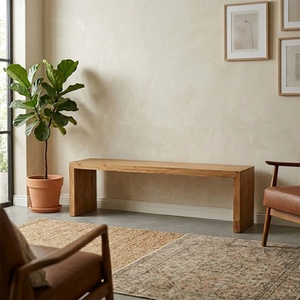 Banc de patio artisanal en teck recyclé, grain naturel vieilli, style Wabi-sabi, luxe, pour jardin et resort, durable - Product Image 2