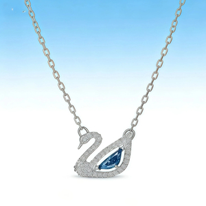 Elegante Collana <span class=keywords><strong>da</strong></span> Donna in Rame con Pendente a Cigno in Zirconia Cristallo, Gioielli Placcati Oro, Regalo per Matrimoni e Feste - Product Image 3