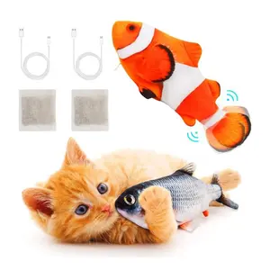 猫玩电动移动鱼软玩具USB充电秋千猫鱼玩具猫薄荷互动猫玩具