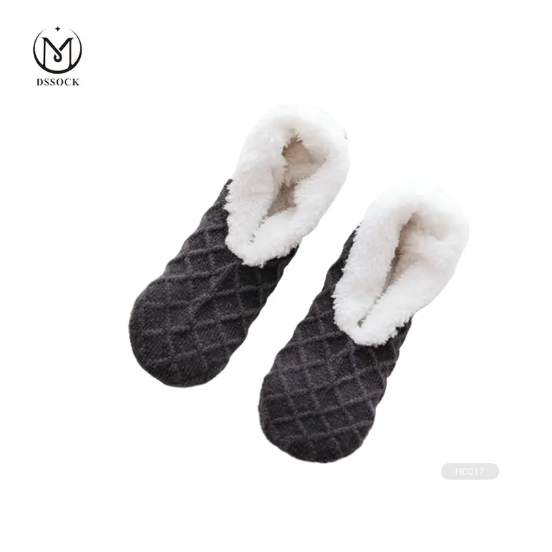 DS- H056 fur winter socks knit slipper sock knitted slipper sock