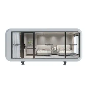 Tiny House Space Capsule Bed Sleeping Pod Steel Frame Aluminum Shell Modular Mobile Moving Capsule Houses