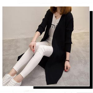 חדש עיצוב נשים ארוך סוודר חזית פתוחה סרוג מעיל קרדיגן - Product Image 4