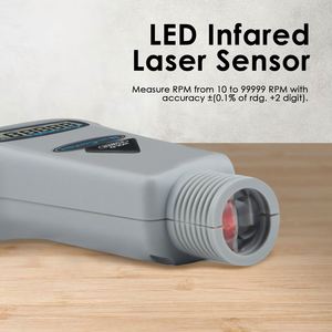 Tachymètre numérique 2-en-1, outil de mesure par contact et sans contact, détecteur de type laser, 10-99999 tr/min avec capteur infrarouge - Product Image 6