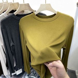 I-0383 Women Casual Flat Knitted Long Sleeve T-shirt with Base Shirt Spring Autumn Slim Fit Breathable Acrylic Pullover - Product Image 4