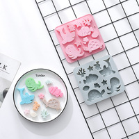 Moules à gâteau en silicone antiadhésifs à motif d'animaux marins, de qualité alimentaire, réutilisables, mignons, en silicone magnétique, pour chocolat, bonbons et glaces DIY
