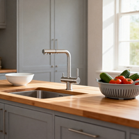Robinet 3 voies avec mitigeur de cuisine extractible en acier inoxydable Filtre extractible Robinet de cuisine gris 3 en 1