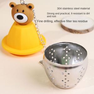 Cute Stainless Steel Food Grade Eco-Friendly Leaf Shape Strainer Filter Silicone <b>Tea</b> <b>Infuser</b> with Drip Tray - Product Image 3