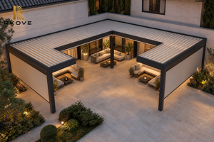 RKOVE RK-C3 Modern L-Shape Aluminum Pergola With Powder Coated Frame For Courtyard Outdoor Living - Product Image 1