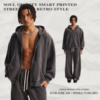 Ensemble sweat à capuche et pantalon de survêtement personnalisé 370 GSM en coton ciré avec doublure polaire brossée pour tenues streetwear – Vente en gros Chine