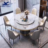 Meubles de salle à manger modernes et luxueux, table aspect marbre italien, table à manger ronde personnalisée avec dessus en marbre