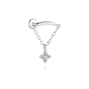 Pendiente de Plata de Ley 925 con Moissanita y Diseño Plano para Joyería Corporal - Product Image 6