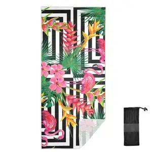 China Supplier Customized Tropical Hawaii Sublimation Printed Polyester Cotton Beach Towel Sport Towels
