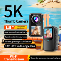 Cámara Deportiva T70 5K HD con Pantalla Táctil de 1.3'', Grabadora Magnética Antivibración para Ciclismo, Motociclismo y Vlogs