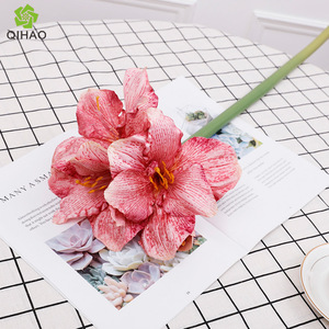 QIHAO <b>Artificial</b> Clivia Velvet Fabric 4 Heads High Simulation Silk <b>Flower</b> Decorative Home Wedding Props - Product Image 1