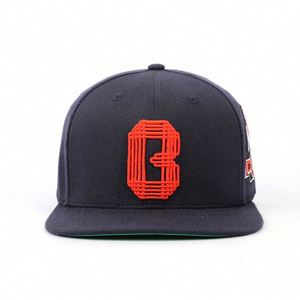 Casquette Snapback Hip Hop Homme Personnalisée OEM, Haute Qualité, 6 Panneaux Structurés, Logo Brodé 3D en Acrylique, Bleu Foncé - Product Image 2