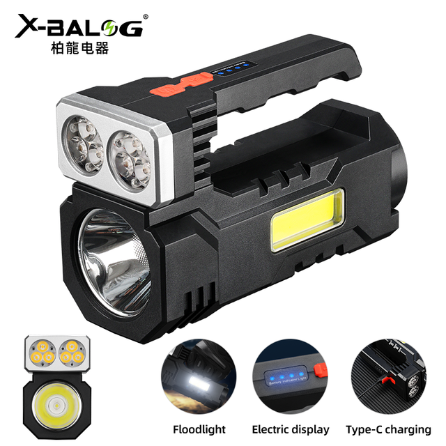 Rechargeable High-lumen Long-range Troch Portable Handheld Searchlight Working Flashlight Ideal for Home Use and Outdoor Patrols