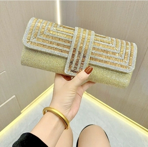 Borsa pochette di strass di lusso da <span class=keywords><strong>sera</strong></span> in cristallo da donna borse da sposa con pochette da <span class=keywords><strong>sera</strong></span> borse lunghe con diamanti da festa per donna - Product Image 2