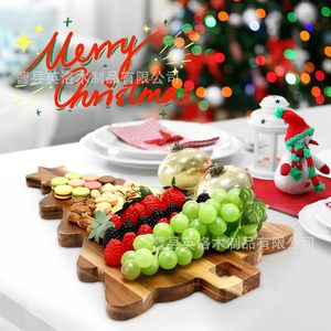 Wooden <b>Christmas</b> Tree Cutting Board Solid Wood Multifunction Fruit And Bread Tray For Holiday Decoration - Product Image 1
