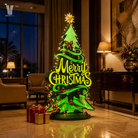 Arbre de Noël à miroir infini LED, illusion 3D, changement de couleur, enseigne LED de Noël pour bar, restaurant, centre commercial, décoration de fêtes
