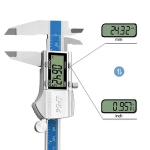 Strumento di misurazione del calibro digitale impermeabile IP54 micrometro digitale con calibro a corsoio in acciaio inossidabile da 150mm/6 "con ampio schermo LCD