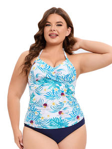 ชุดว่ายน้ำออกกำลังกายระบายอากาศได้ดีเป็นมิตรกับสิ่งแวดล้อมลายตัดด้านหลังพิมพ์ลายลายสีทึบมีสไตล์ของผู้หญิงชาวยุโรปอเมริกัน - Product Image 3