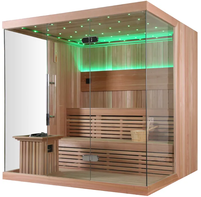 2022 Deluxe Douche Stoom Hout Spa Sauna Hoge Kwaliteit Traditionele Stoomsauna Hemlock Traditionele Duurzaam Zweet Sauna